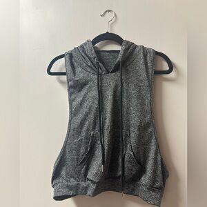 Gray Sleeveless Hoodie • Drawstring Pullover • Lightweight Size L